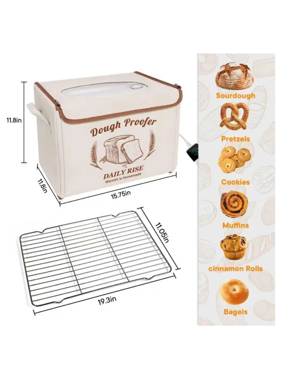 Folding Bread Proofing Box with Temp Control for Sourdough, Pizza, Yogurt,& More